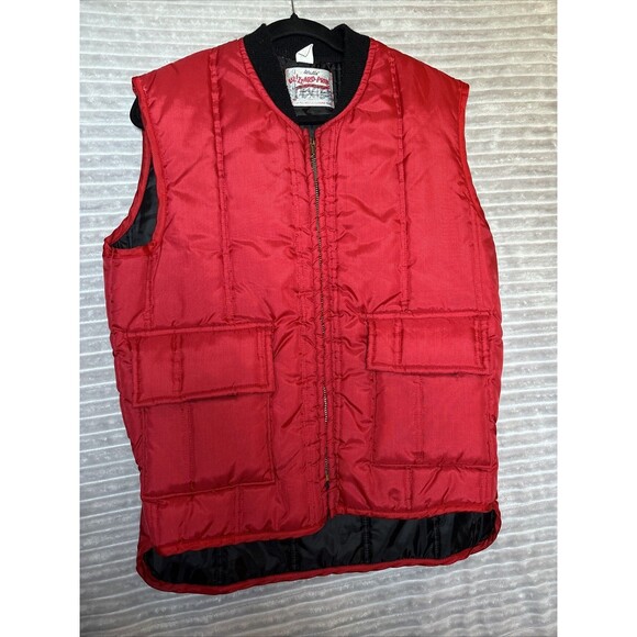 Vtg Walls Insulated Blizzard Pruf Red Zip Puffer Vest Puffy Vest Mens Size Large - Picture 1 of 16